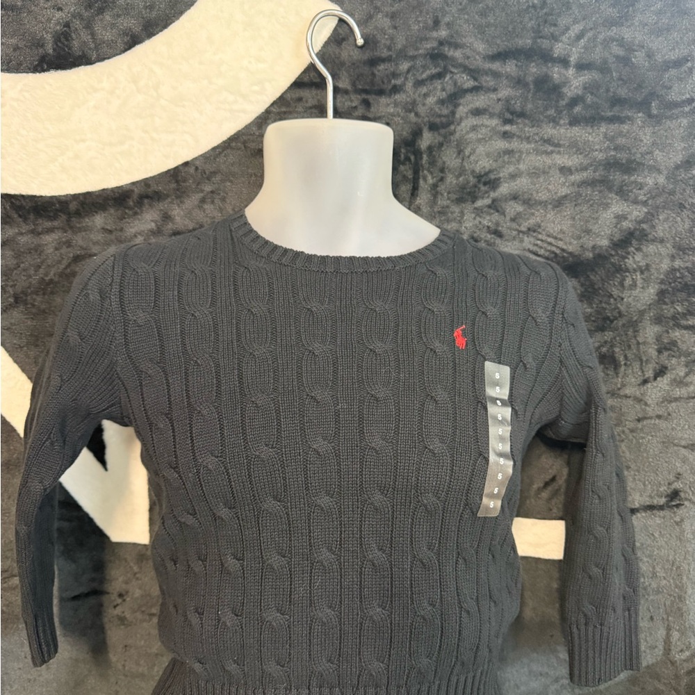 Ralph Lauren Kids Dark Gray Cable Knit Sweater